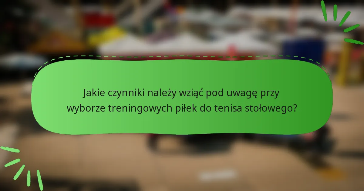 Jakie czynniki należy wziąć pod uwagę przy wyborze treningowych piłek do tenisa stołowego?